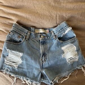 Levi's Blue Distressed Jean Shorts